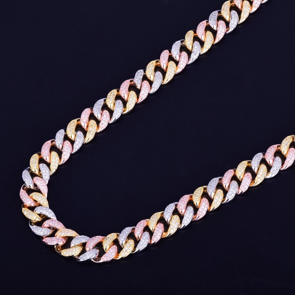 12mm Cuban Link Chain | Womens Cuban Link Chain | Womens Diamond Cuban Link Chain | Rose Gold Cuban Link Necklace