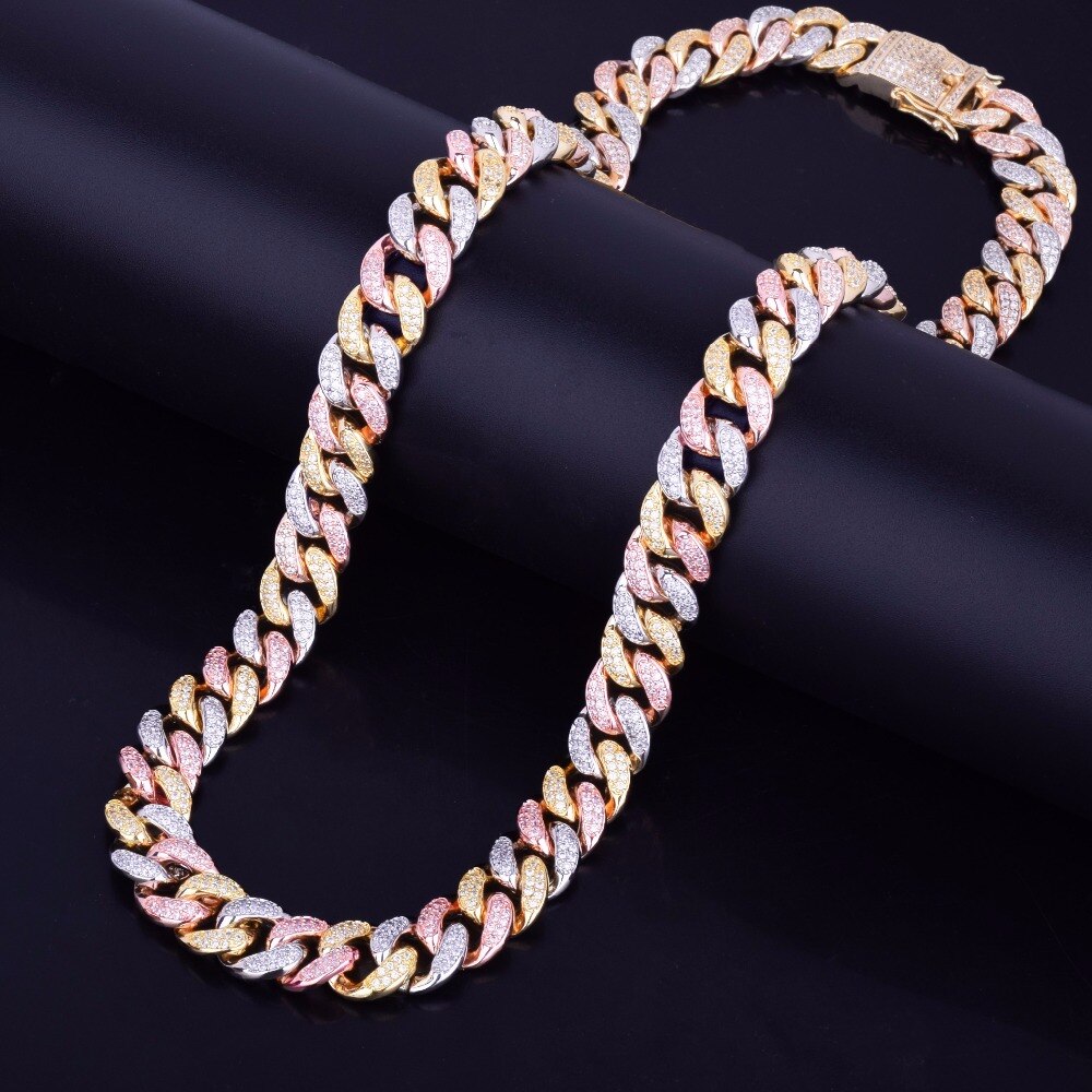 12mm Cuban Link Chain | Womens Cuban Link Chain | Womens Diamond Cuban Link Chain | Rose Gold Cuban Link Necklace