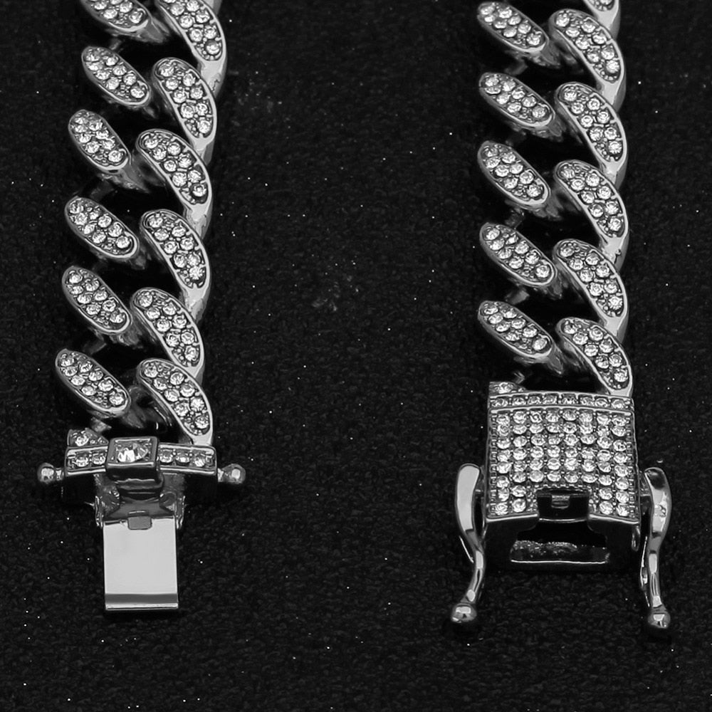 13mm | Miami Cuban Link Chain and Bracelet Set | Iced Out Jewelry