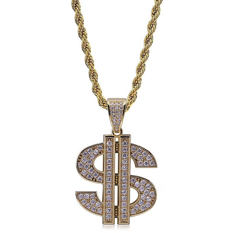 Gold Chain with Dollar Sign | Iced Out