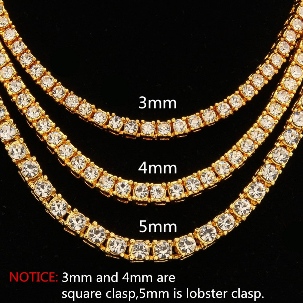 3mm - 5mm Tennis Chain | Tennis Diamond Necklace | CZ Tennis necklace