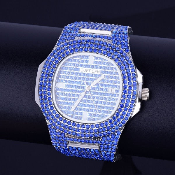 Blue Diamond Mens Watch | Blue Diamond Watch | Multi Color Diamond Watches