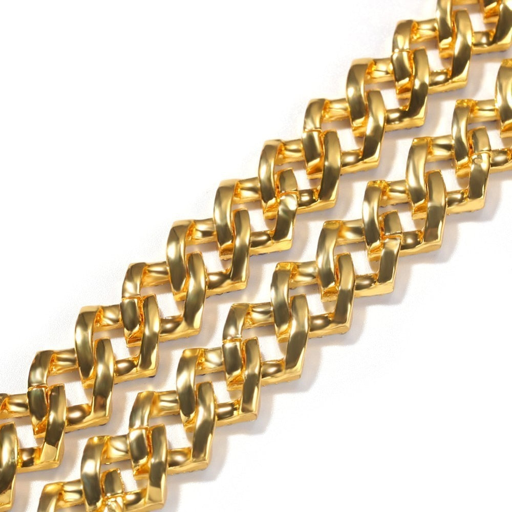 15mm Cuban Link Chain | Black Cuban Link Chain | Black Diamond Cuban Link Chain