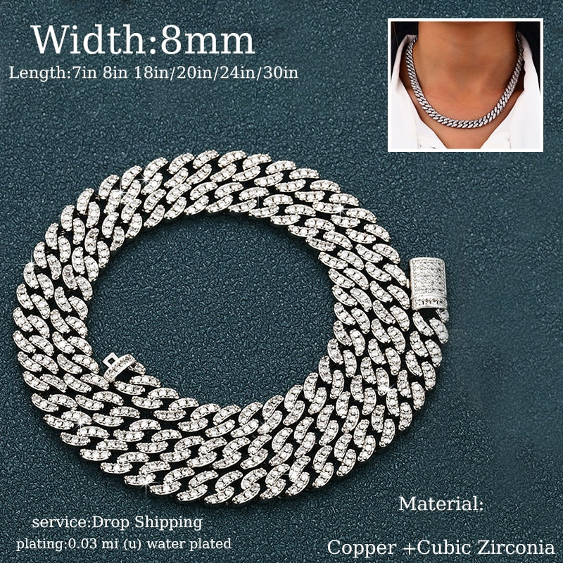 8mm - 20mm | Iced Out Miami Cuban Link Chains | Diamond Miami Cuban Link Chain