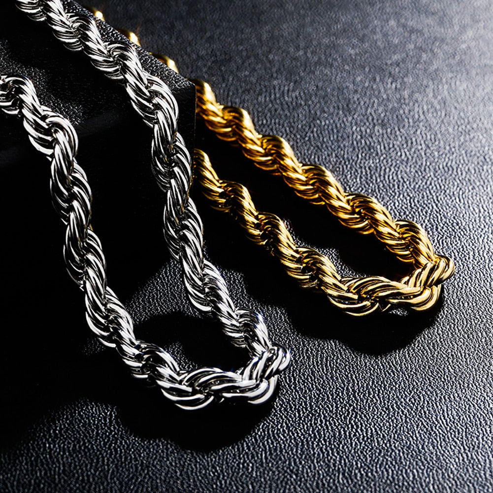 8mm | Gold Rope Necklace | Thick Silver Rope Chain | Thick Rope Chain Gold