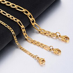 4mm - 9mm | Figaro Chain Gold | Figaro Link Chain | Mens Gold Figaro Chain | Stainless Steel Chain