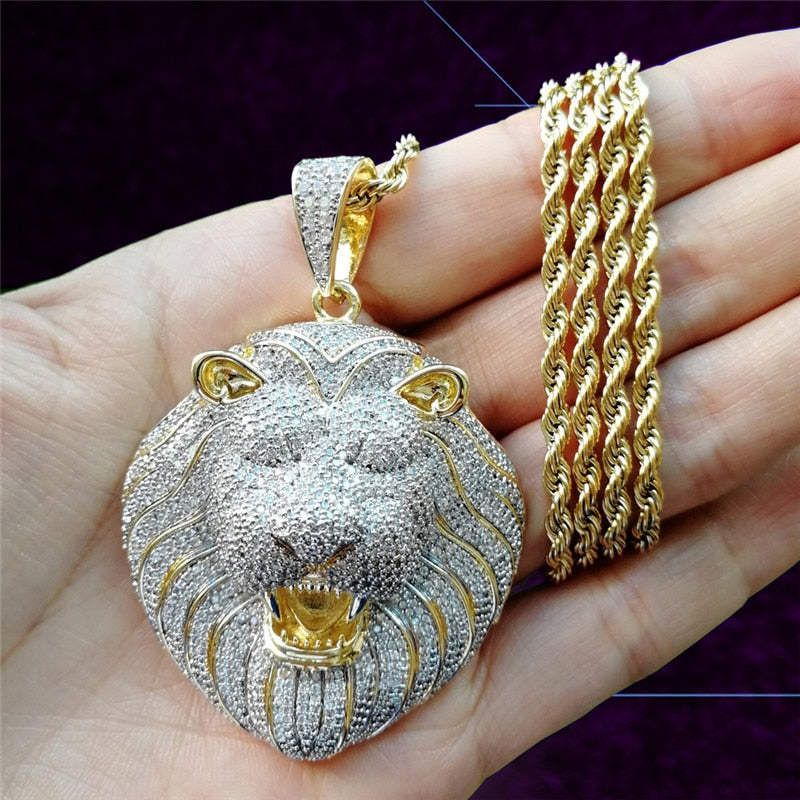 Lion Pendant | Gold Lion Head Pendant | Hip Hop Jewelry Pendants