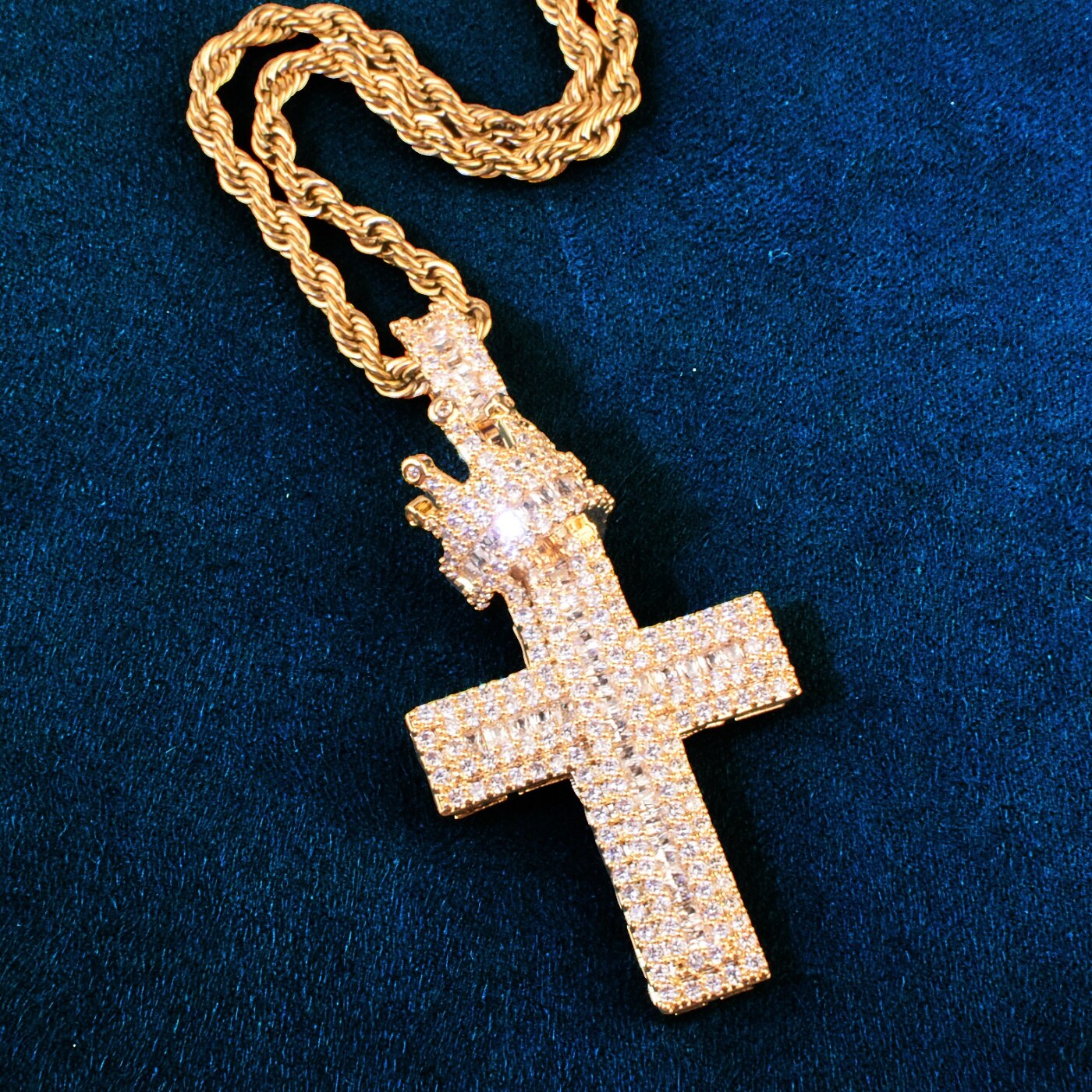 Diamond Cross Pendant | Diamond Cross Pendants | Hinged Cross and Crown Pendant