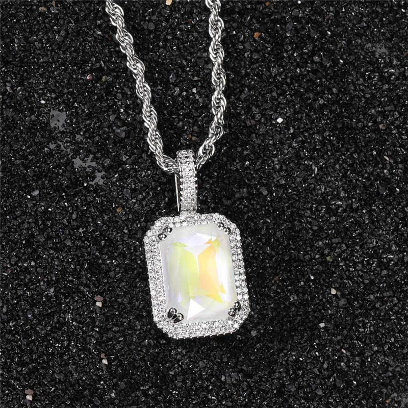 Bling Square Necklace | Pendant Necklace | Pendant Square Necklace | Mocca Colors Necklace | AAA Zircon Necklace | Hip Hop Necklace