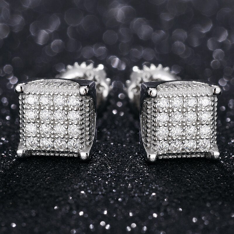 Square Diamond Earrings Mens | Mens Diamond EarringsSquare | Real Diamond Earrings