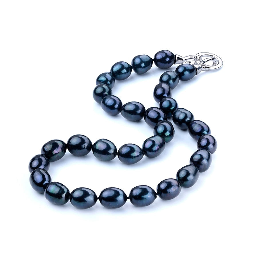 11mm - 12mm | Black Pearl Necklace | Natural Black Pearl Necklace | Black Freshwater Pearls Necklace