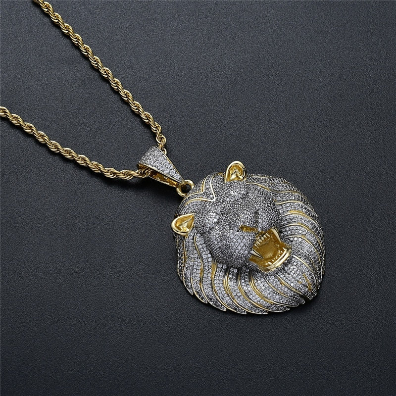 Lion Pendant | Gold Lion Head Pendant | Hip Hop Jewelry Pendants