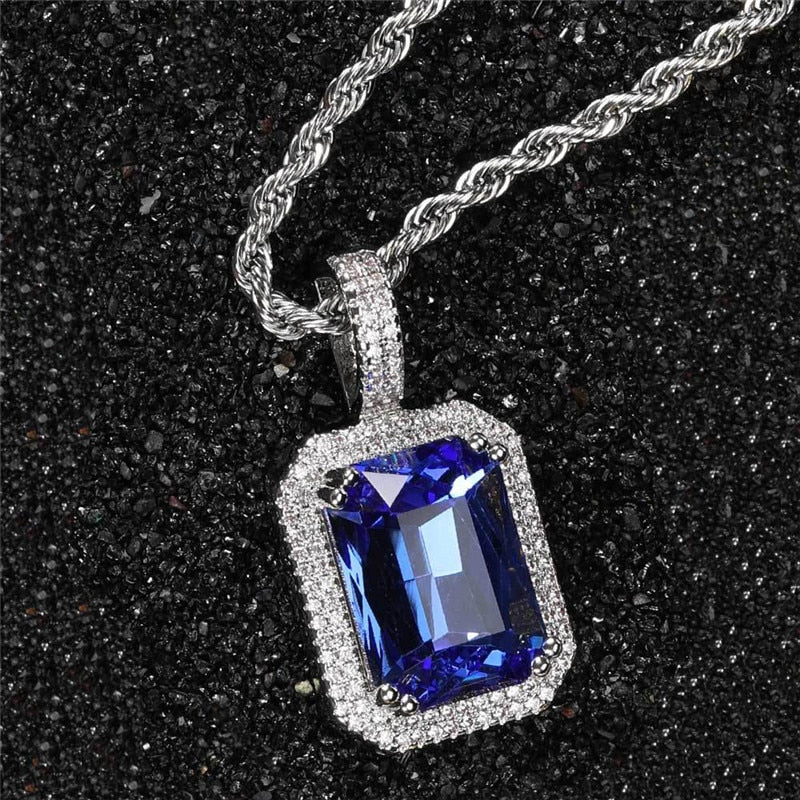 Bling Square Necklace | Pendant Necklace | 22 Colors Micro Pave Necklace | Cubic Zircon Necklace | Hip Hop Necklace