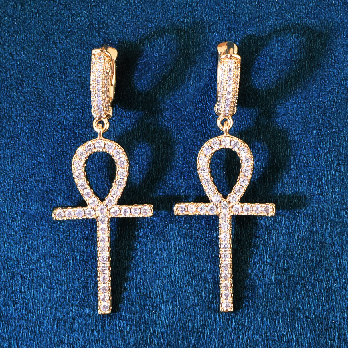 Mens gold deals ankh earrings