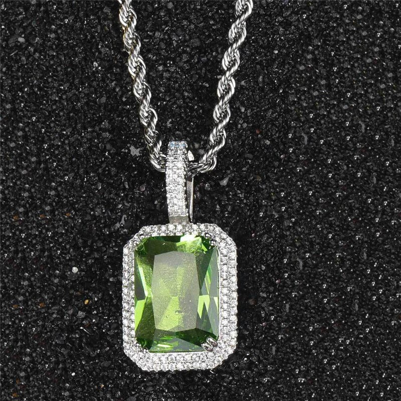 Bling Square Necklace | Pendant Necklace | 22 Colors Micro Pave Necklace | Cubic Zircon Necklace | Hip Hop Necklace