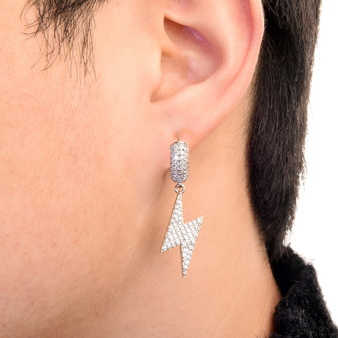 Lightning Bolt Earrings Mens Dangle Earrings