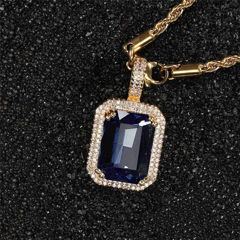 Bling Square Necklace | Pendant Necklace | 22 Colors Micro Pave Necklace | Cubic Zircon Necklace | Hip Hop Necklace