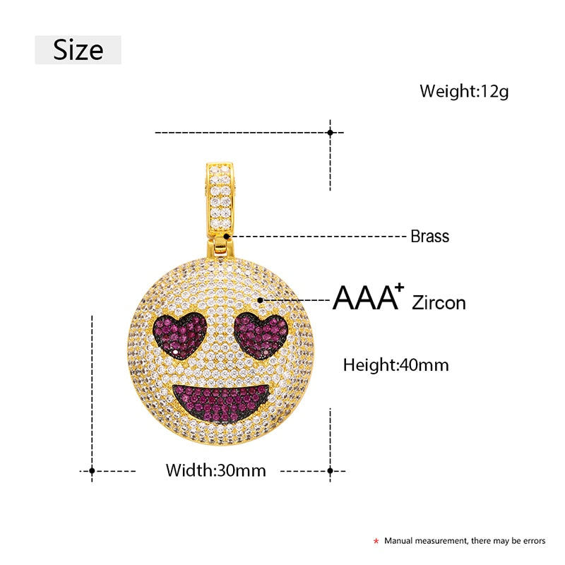 Smiley Face Necklace | Smiley Face Pendant | Emoji Pendant Hip Hop