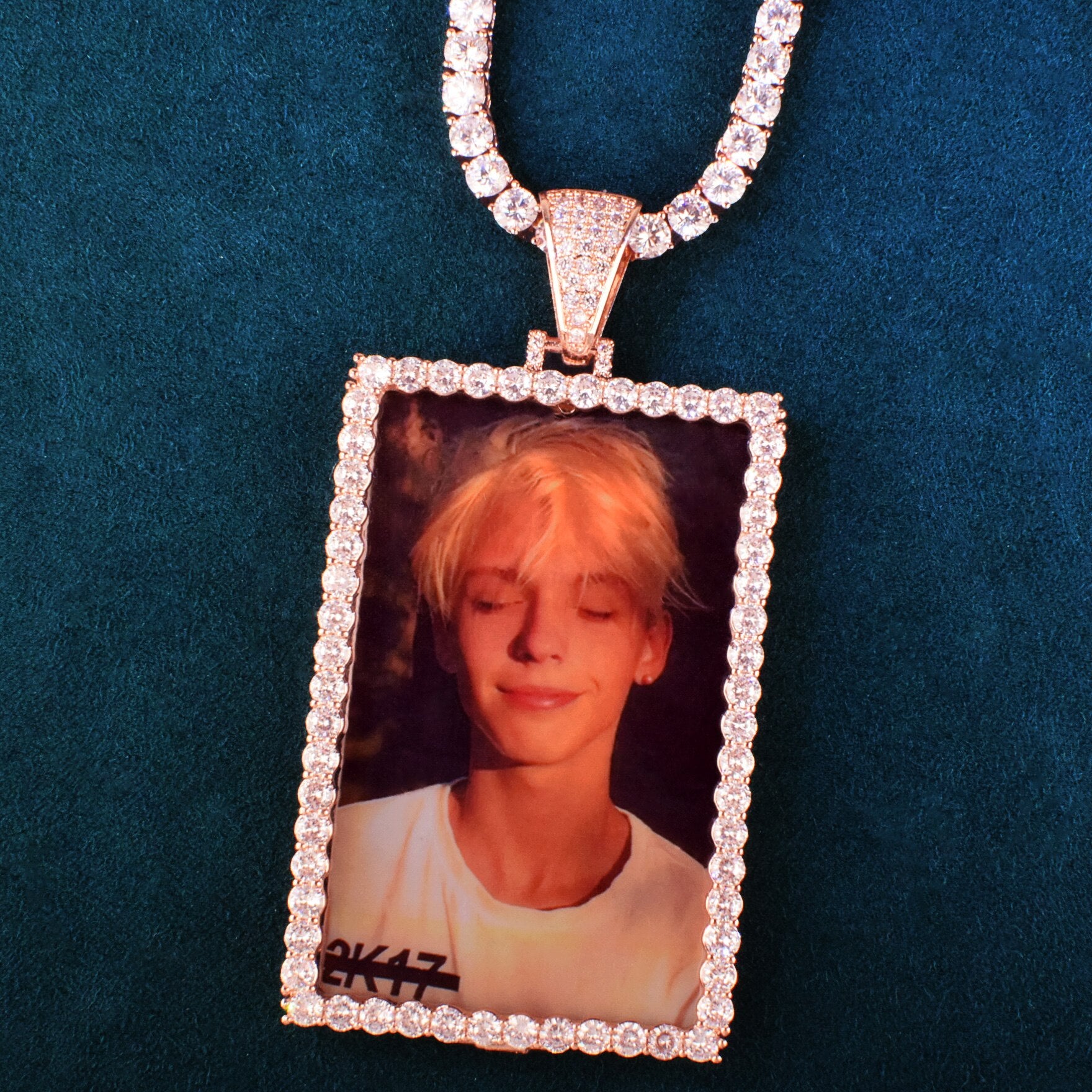 Gold Dog Tag Necklace with Picture | Photo Necklace