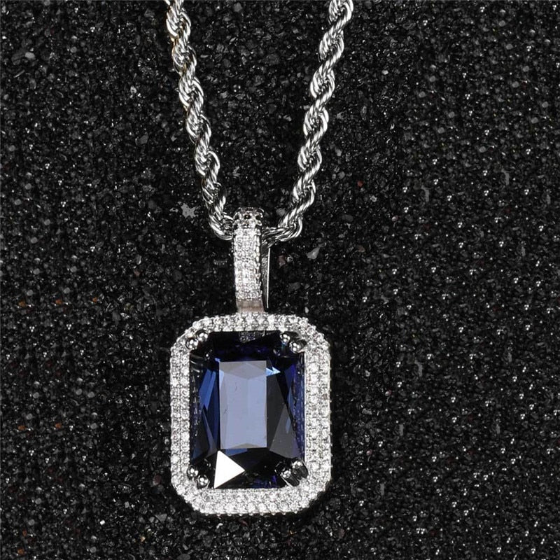 Bling Square Necklace | Pendant Necklace | 22 Colors Micro Pave Necklace | Cubic Zircon Necklace | Hip Hop Necklace