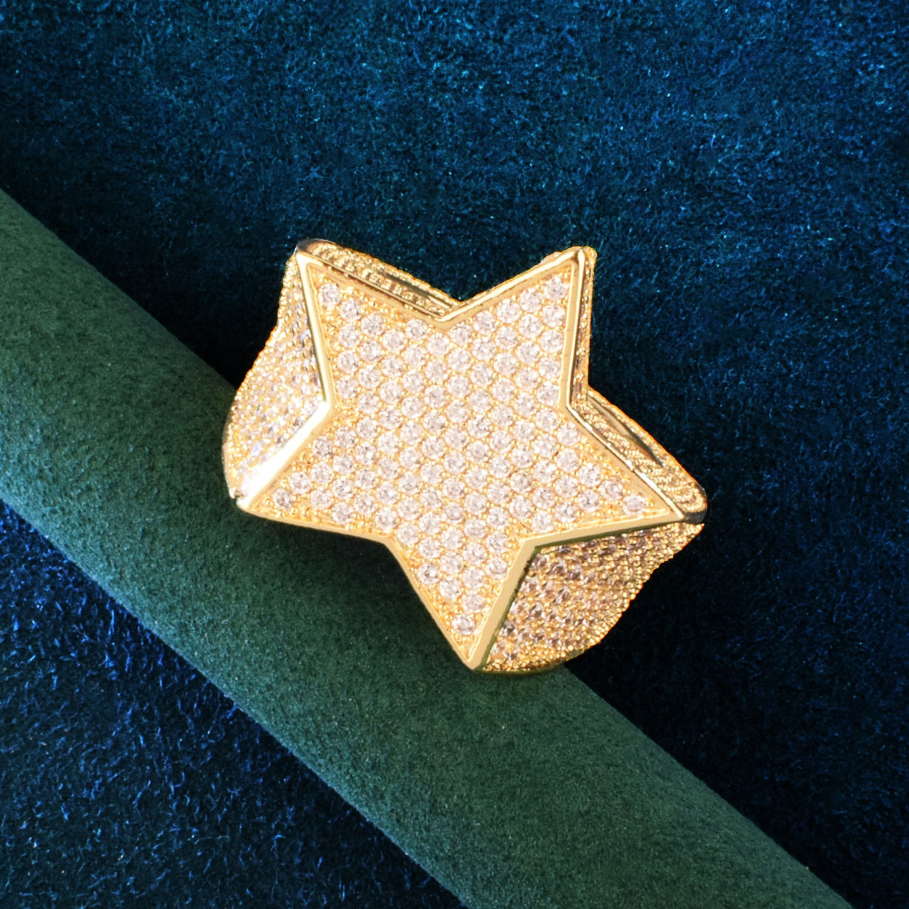 18k Gold | Star Ring  | Fully Iced Out Star Ring