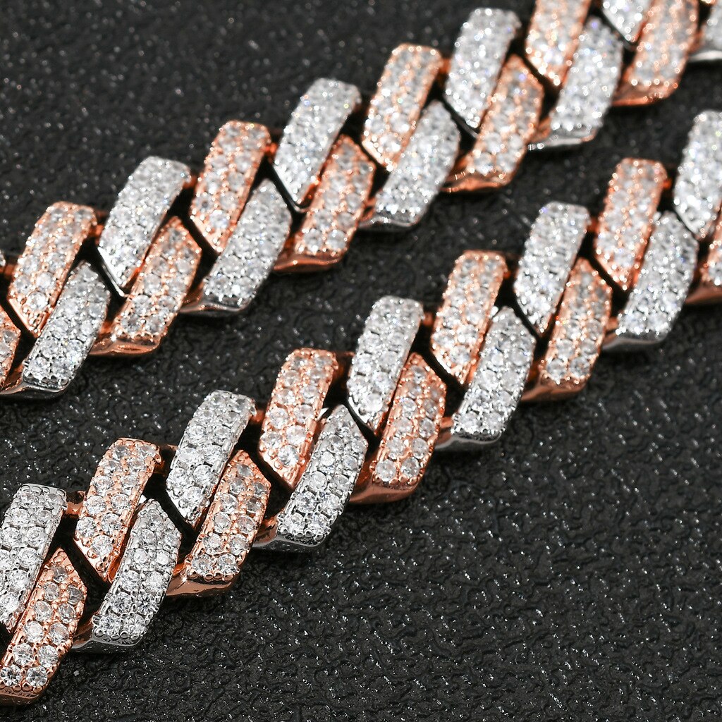 14mm | Diamond Cuban Link Bracelet Two Tone | Two Tone Cuban Link Bracelet