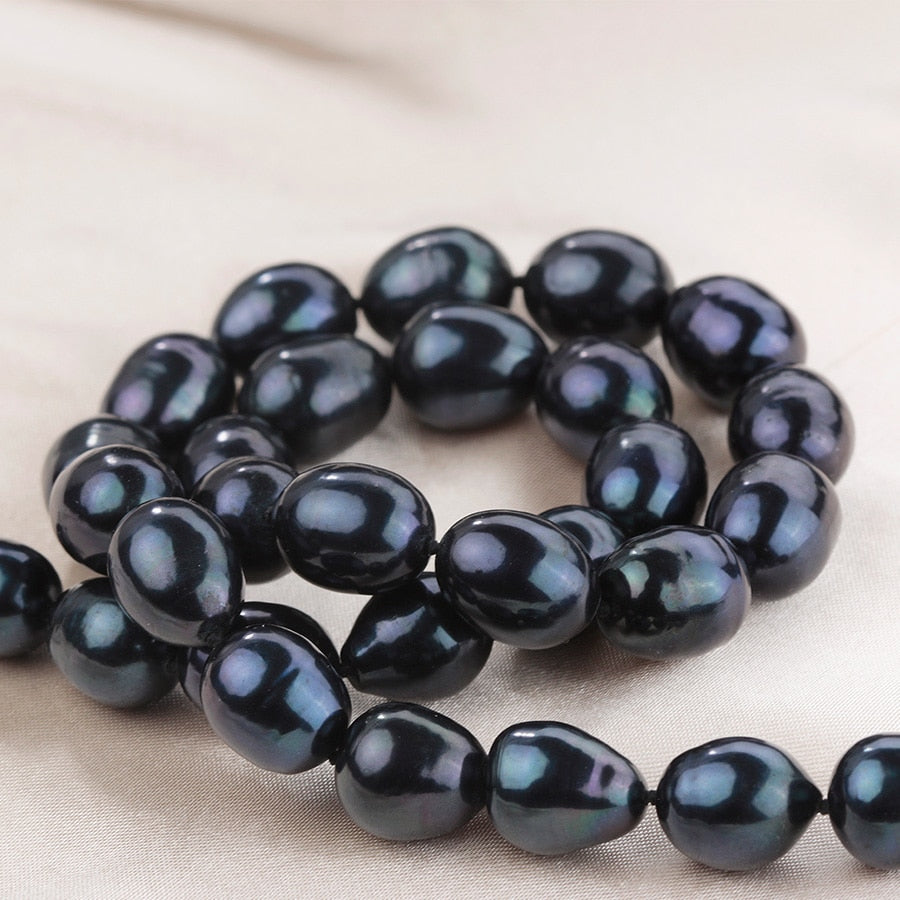 11mm - 12mm | Black Pearl Necklace | Natural Black Pearl Necklace | Black Freshwater Pearls Necklace