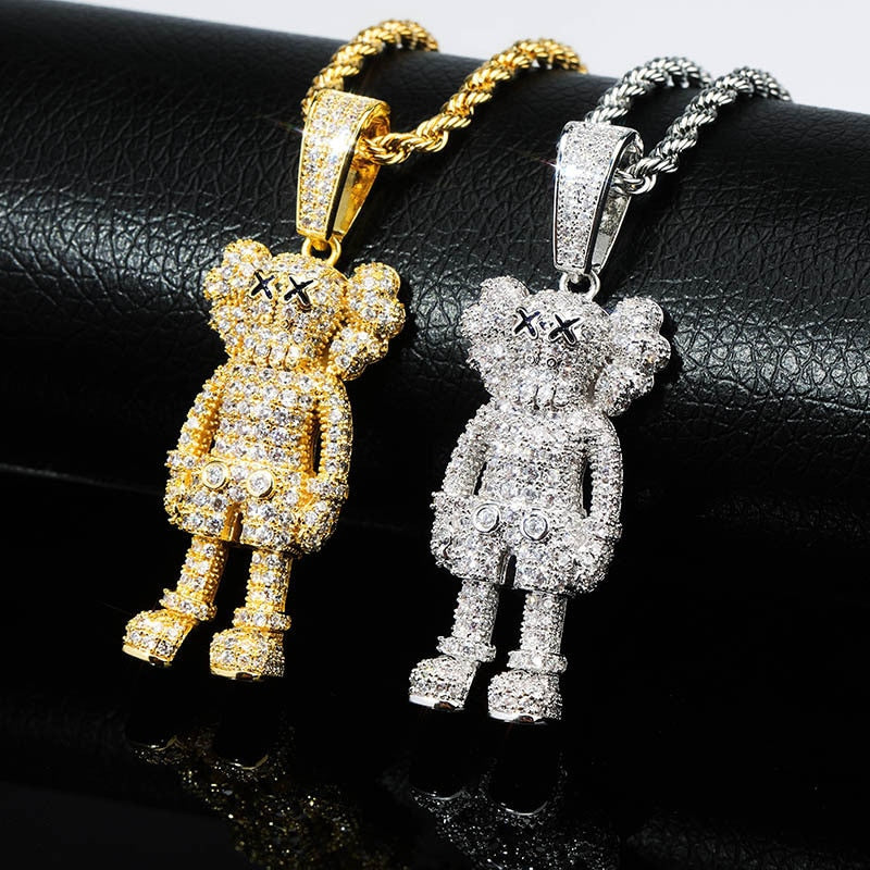 Gold Hip Hop Pendants | Iced Out Cartoon Puppet Pendant