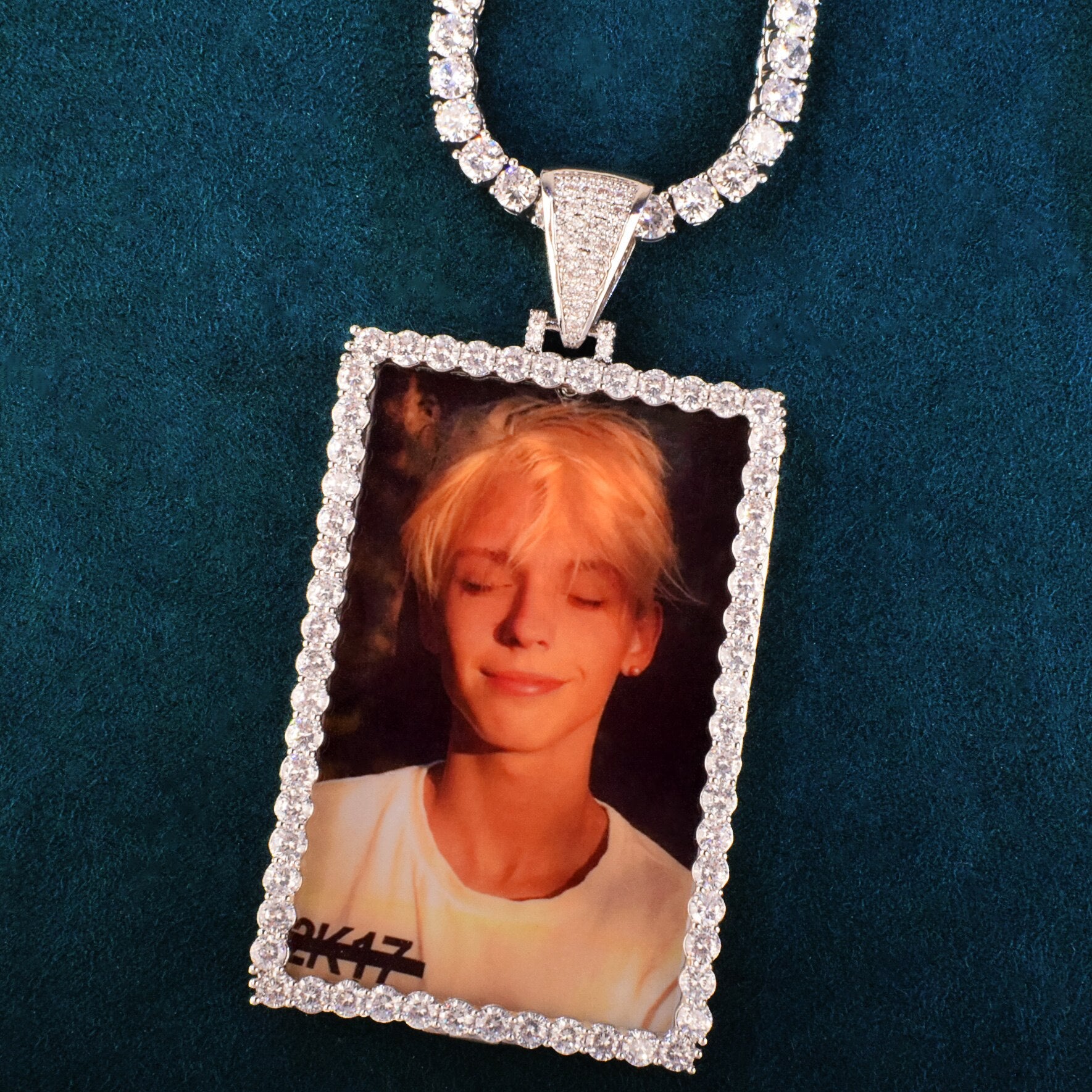 Gold Dog Tag Necklace with Picture | Photo Necklace