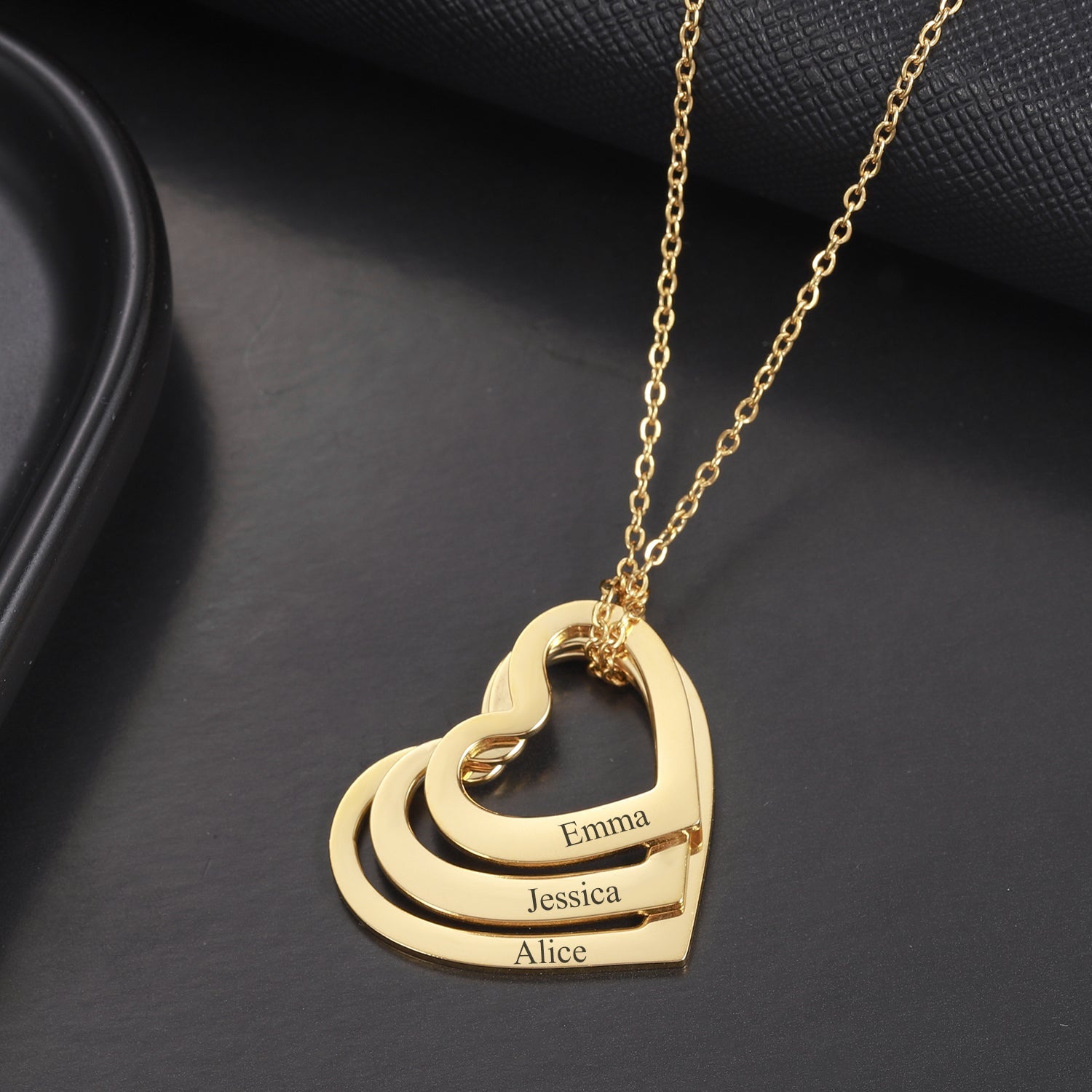 Heart Engraved Name Necklace DN291 - Julri Box