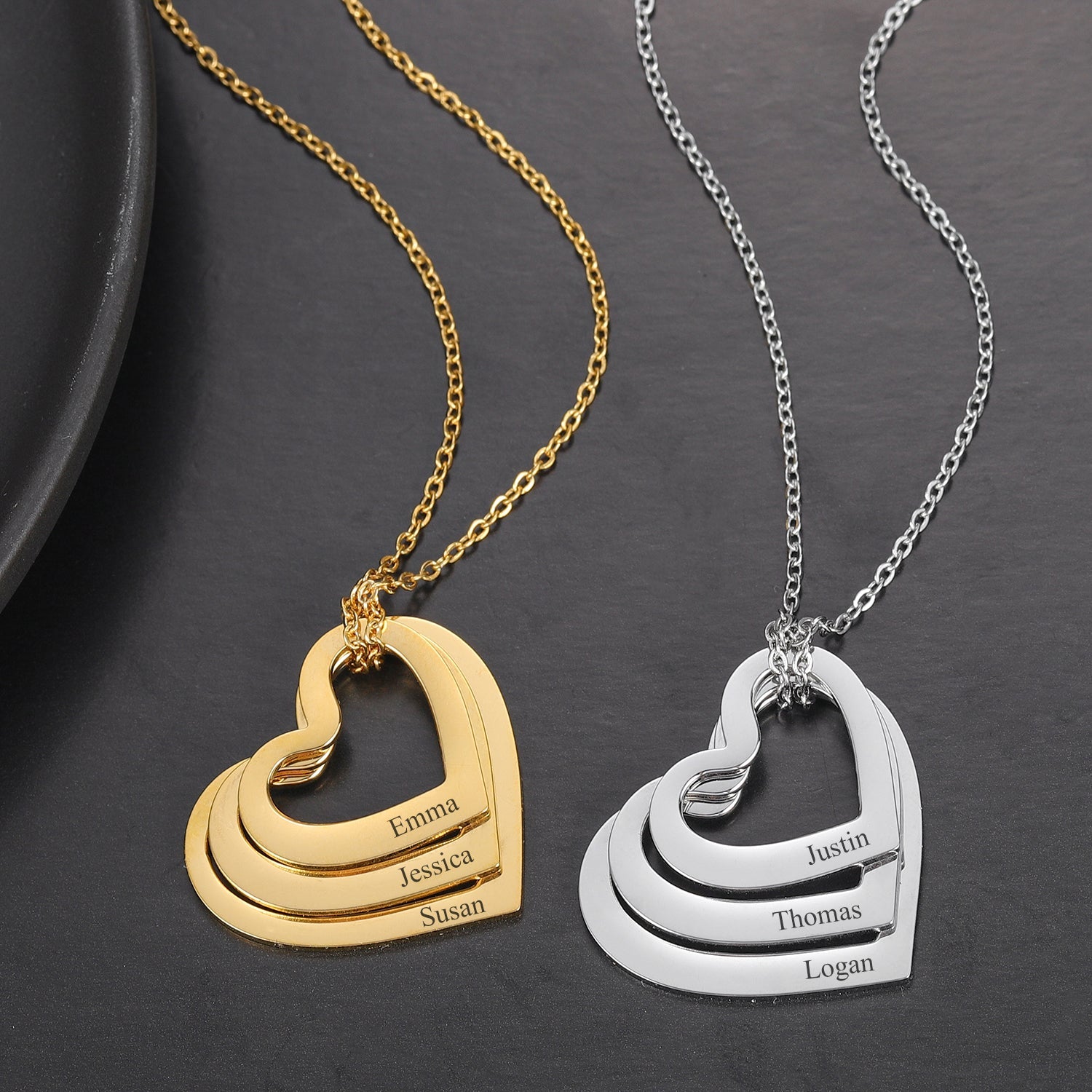 Heart Engraved Name Necklace DN291 - Julri Box