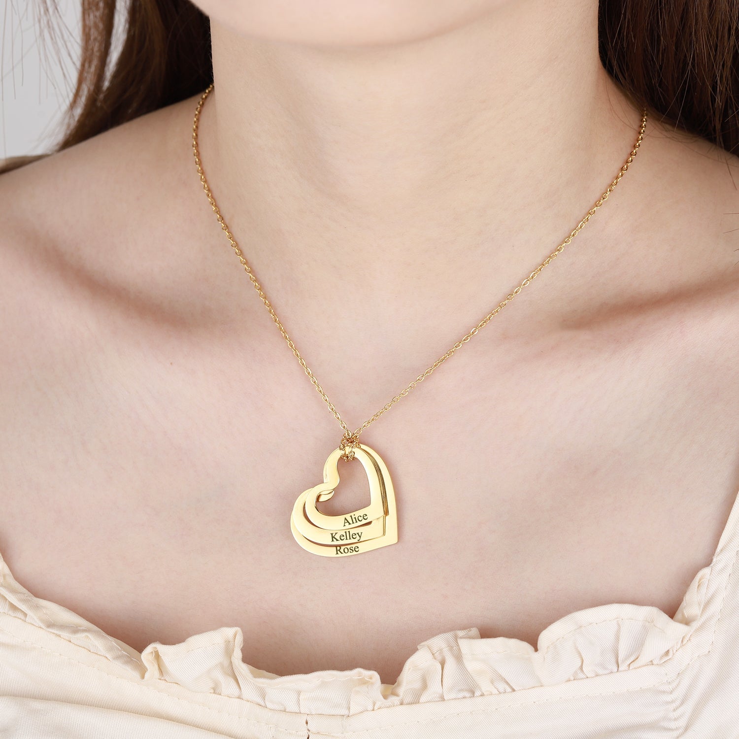 Heart Engraved Name Necklace DN291 - Julri Box