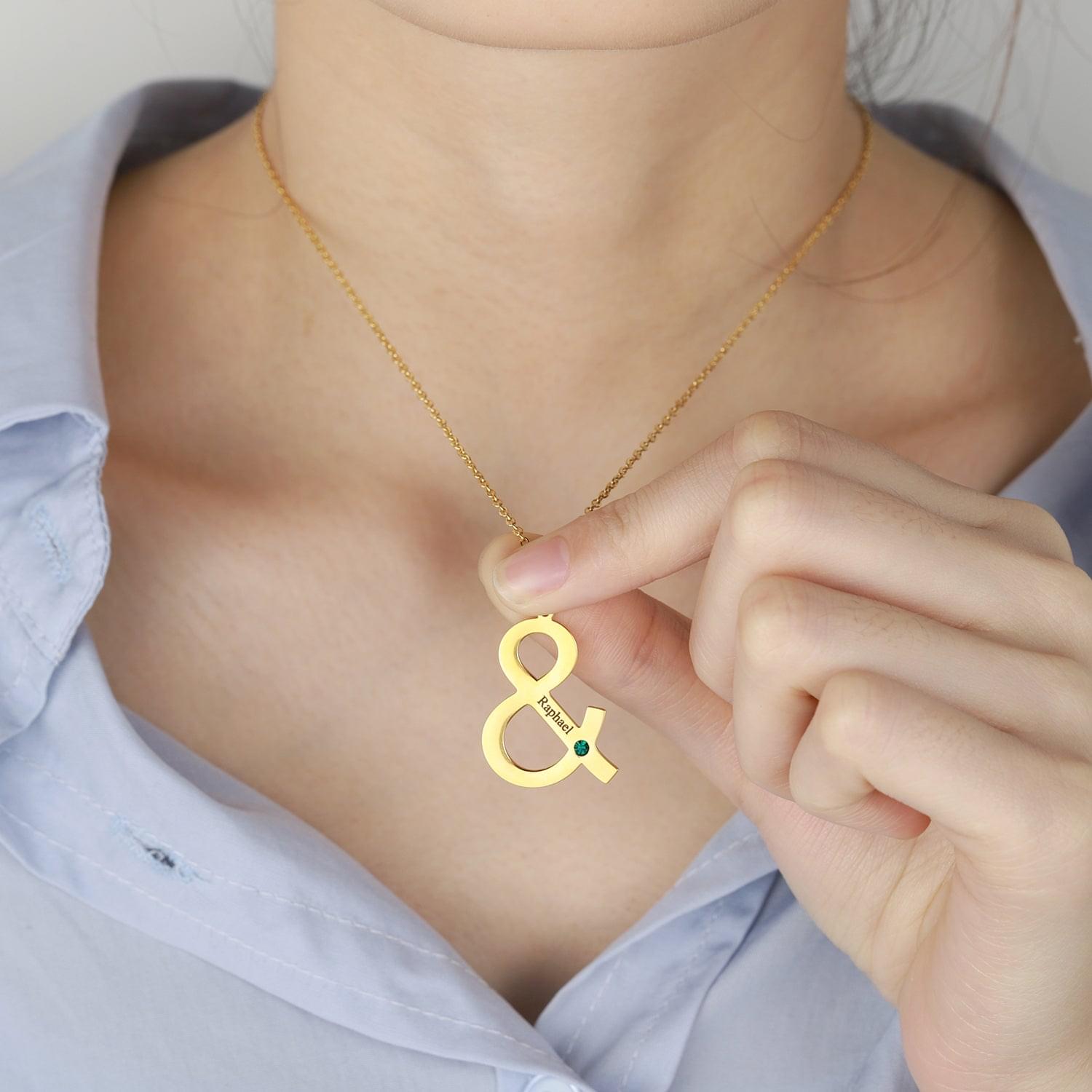 Ampersand Necklace | with Name and Birthstone