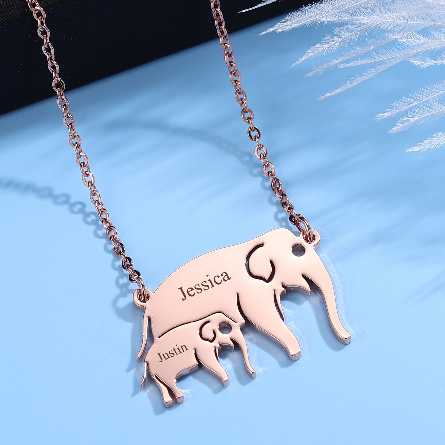 Engrave Elephant Necklace DN180-1 - Julri Box
