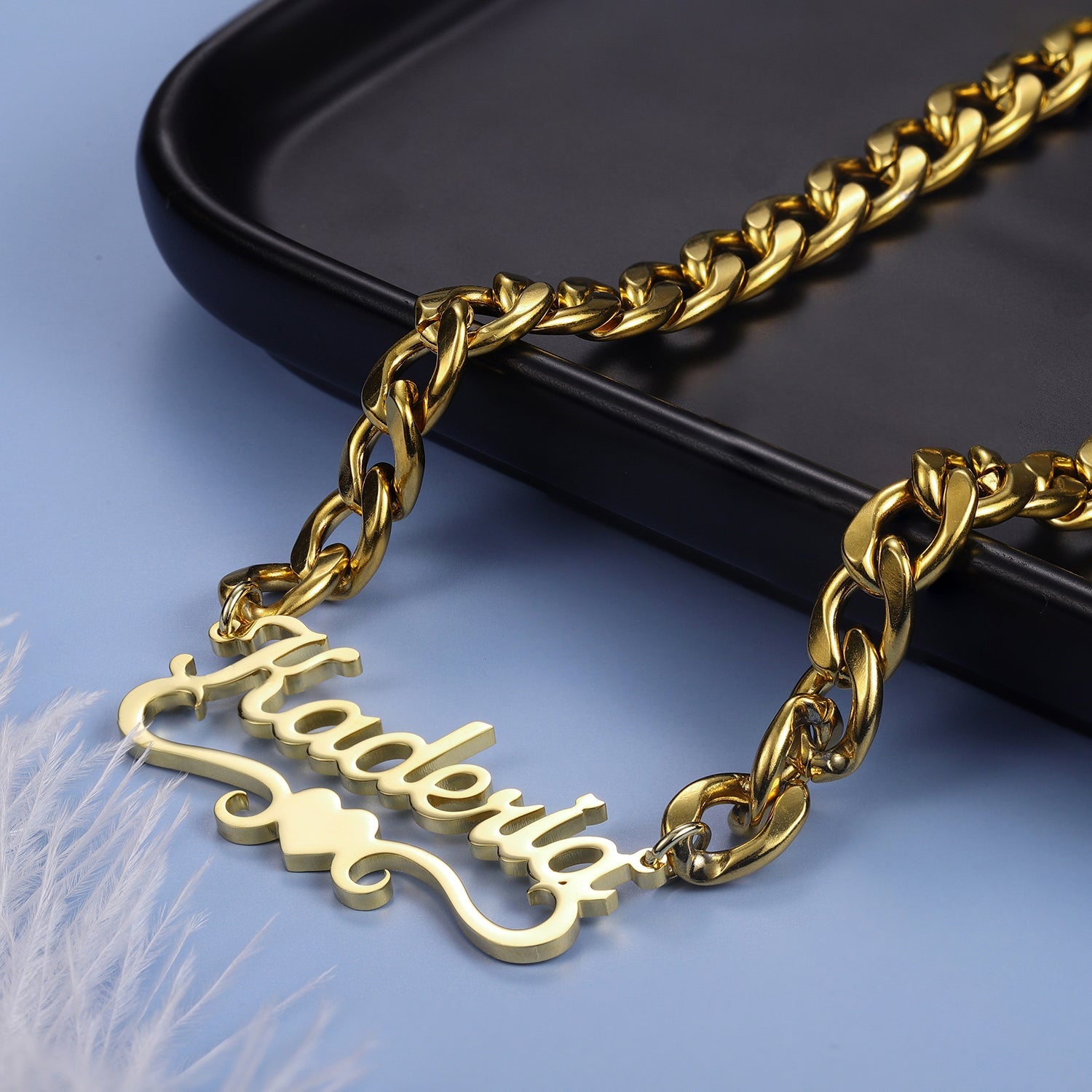 Namplate Necklace | with a Thick Chain - Julri Box