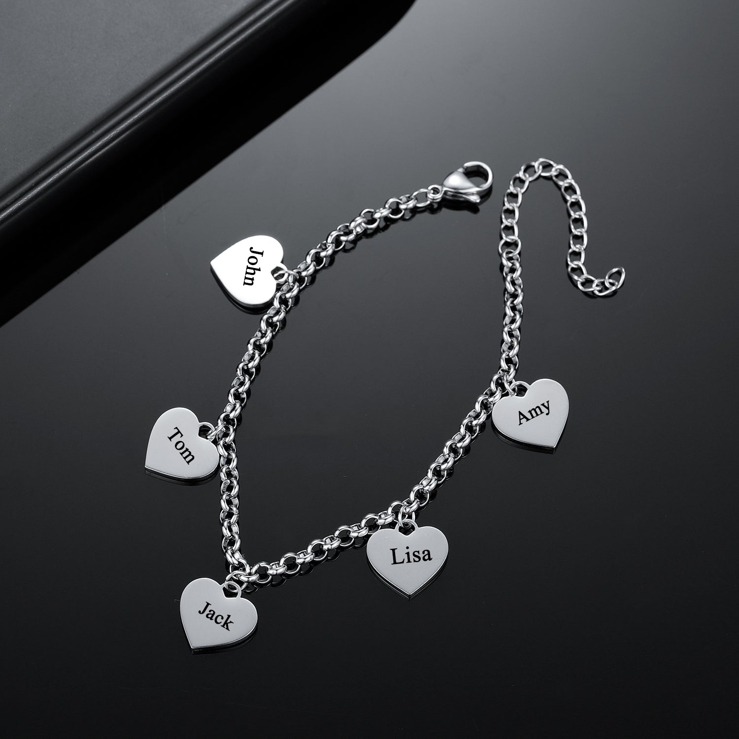 Mom Bracelets | Engraved Hearts Name Bracelet