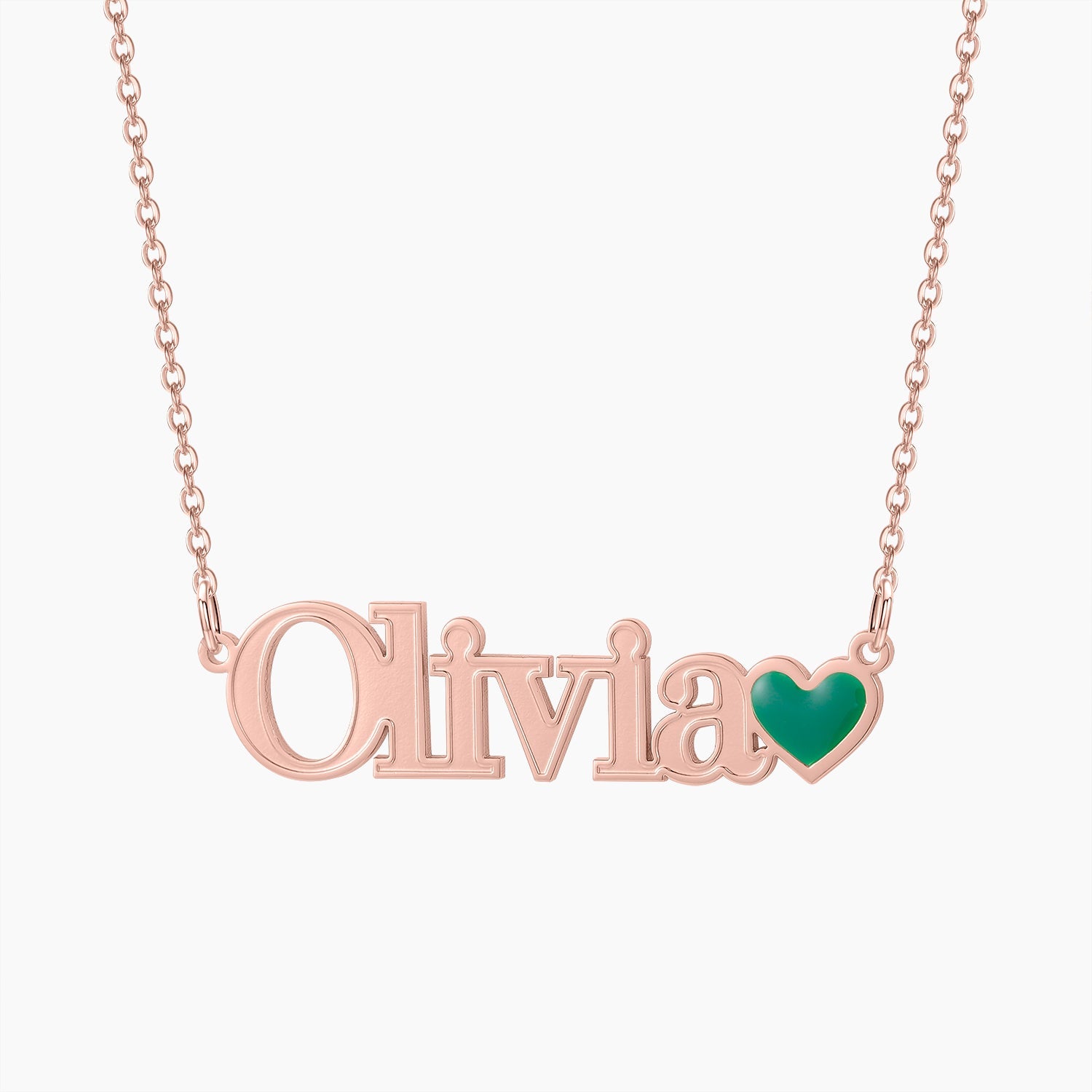 Name Necklaces | with Emerald Heart