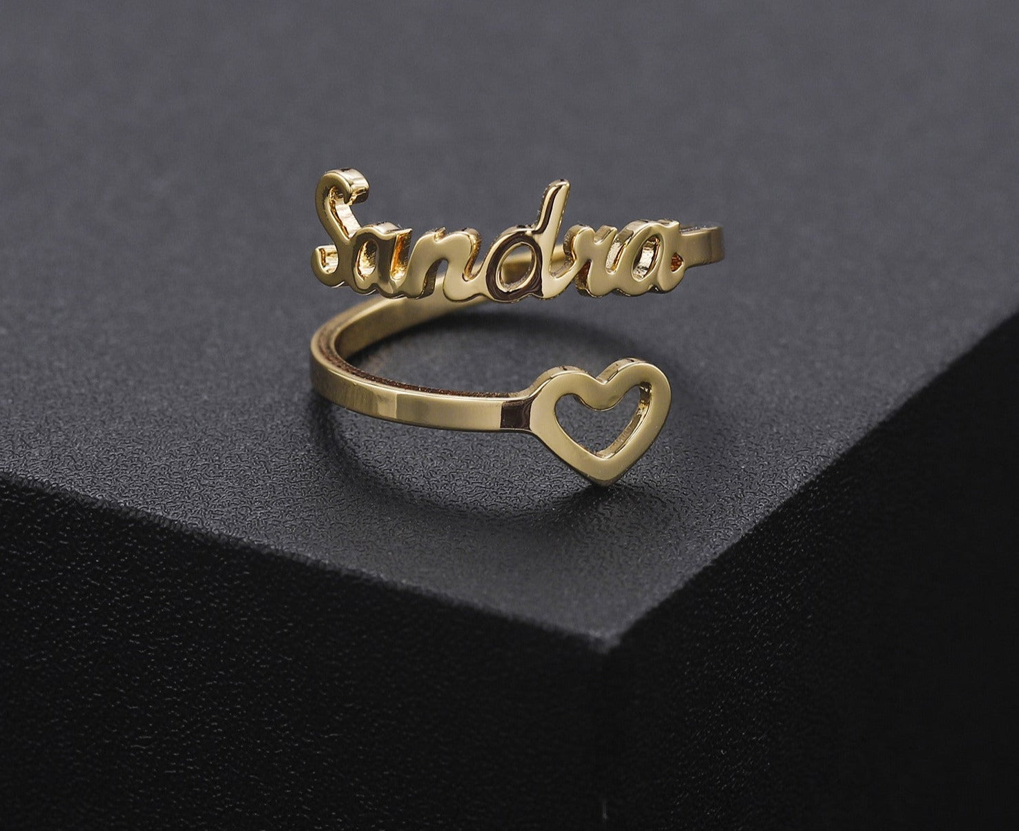 Empty Heart Name Ring - Julri Box