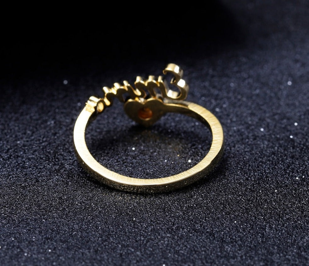 Name Rings Gold Color Heart Sprial Ring - Julri Box