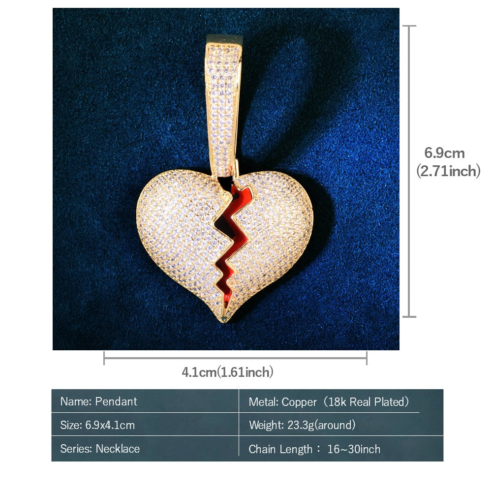 Broken Heart Pendant | Iced Out Broken Heart Pendant