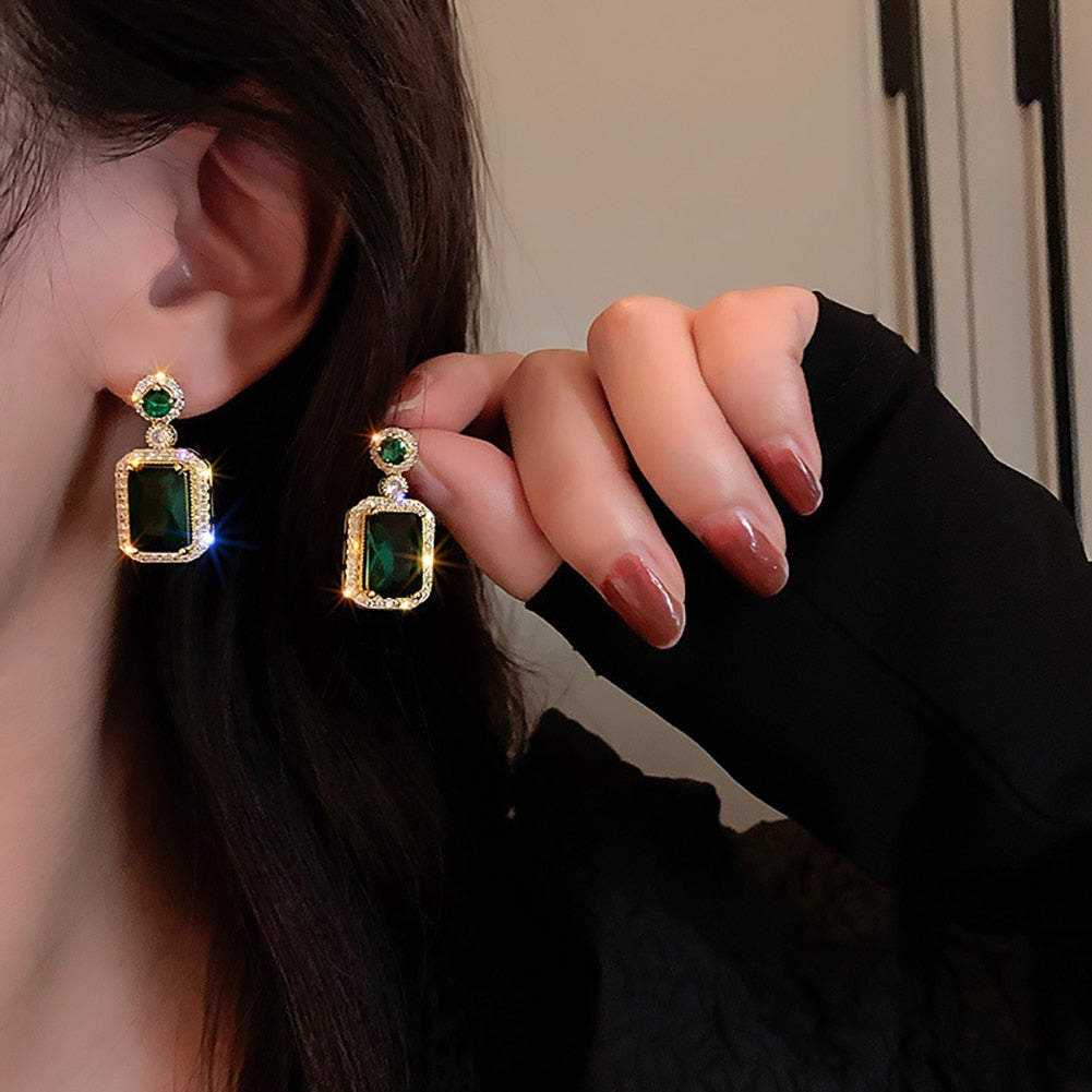 Finger Ring Set | Jewelry Set | Earrings set | Vintage Necklace Set | Square Emerald Necklace | Pendant Necklace | Pendant Earrings | Adjustable Ring