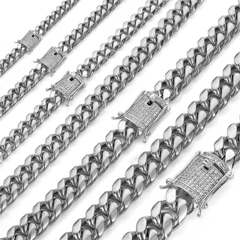 6mm - 18mm | Cuban Link Stanless Steel Chain | Curb Link Chain Iced Out Real