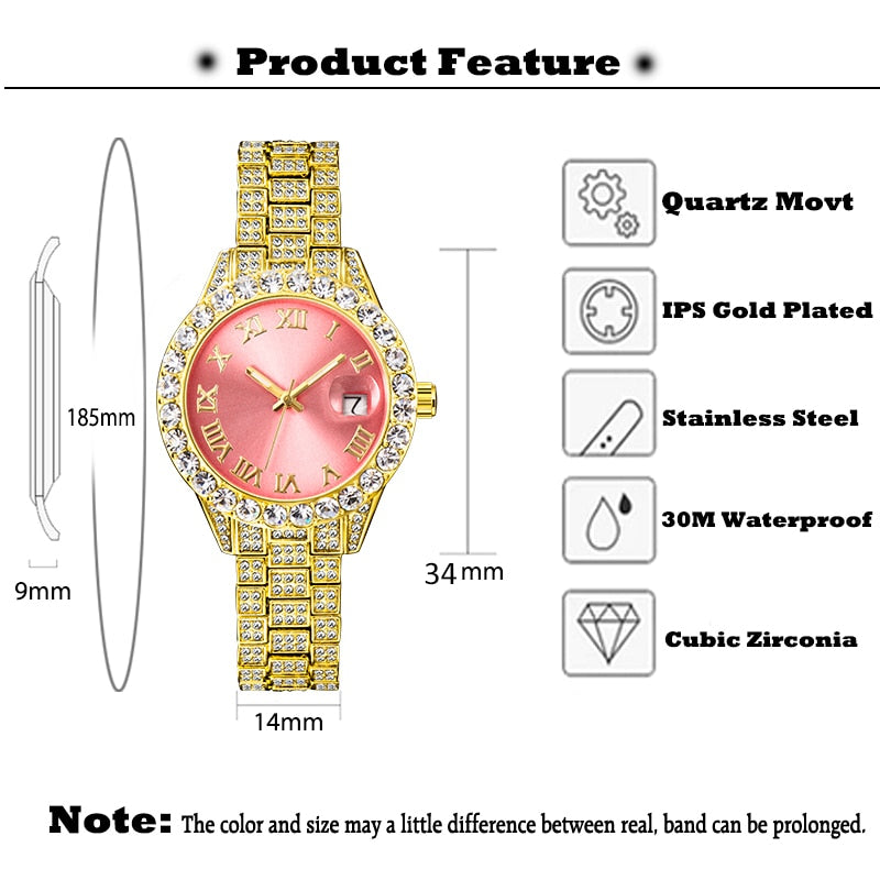 Women's Watches with Bling | Gold Plated Womens Diamond Watches