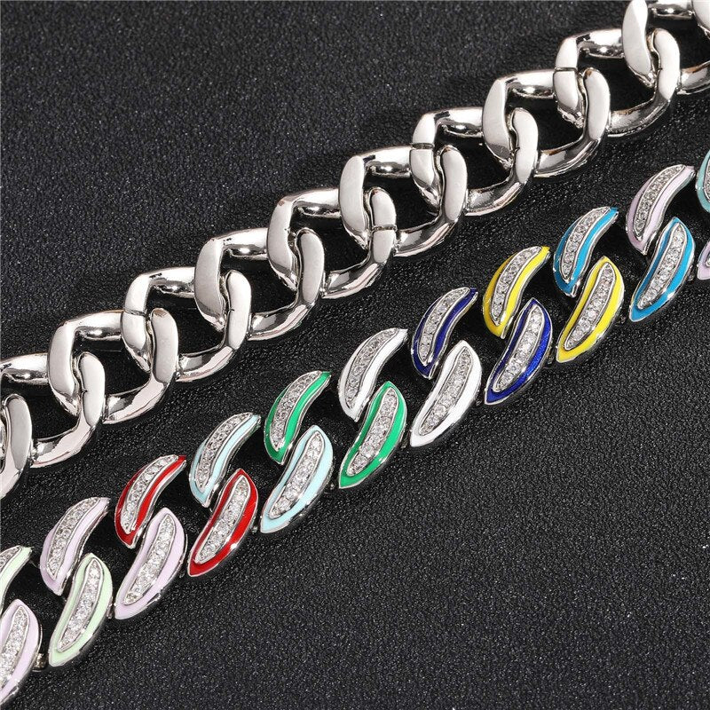 15mm | Rainbow Cuban Link Chain | Colorful Cuban Link Chain | Womens Cuban Link Chain