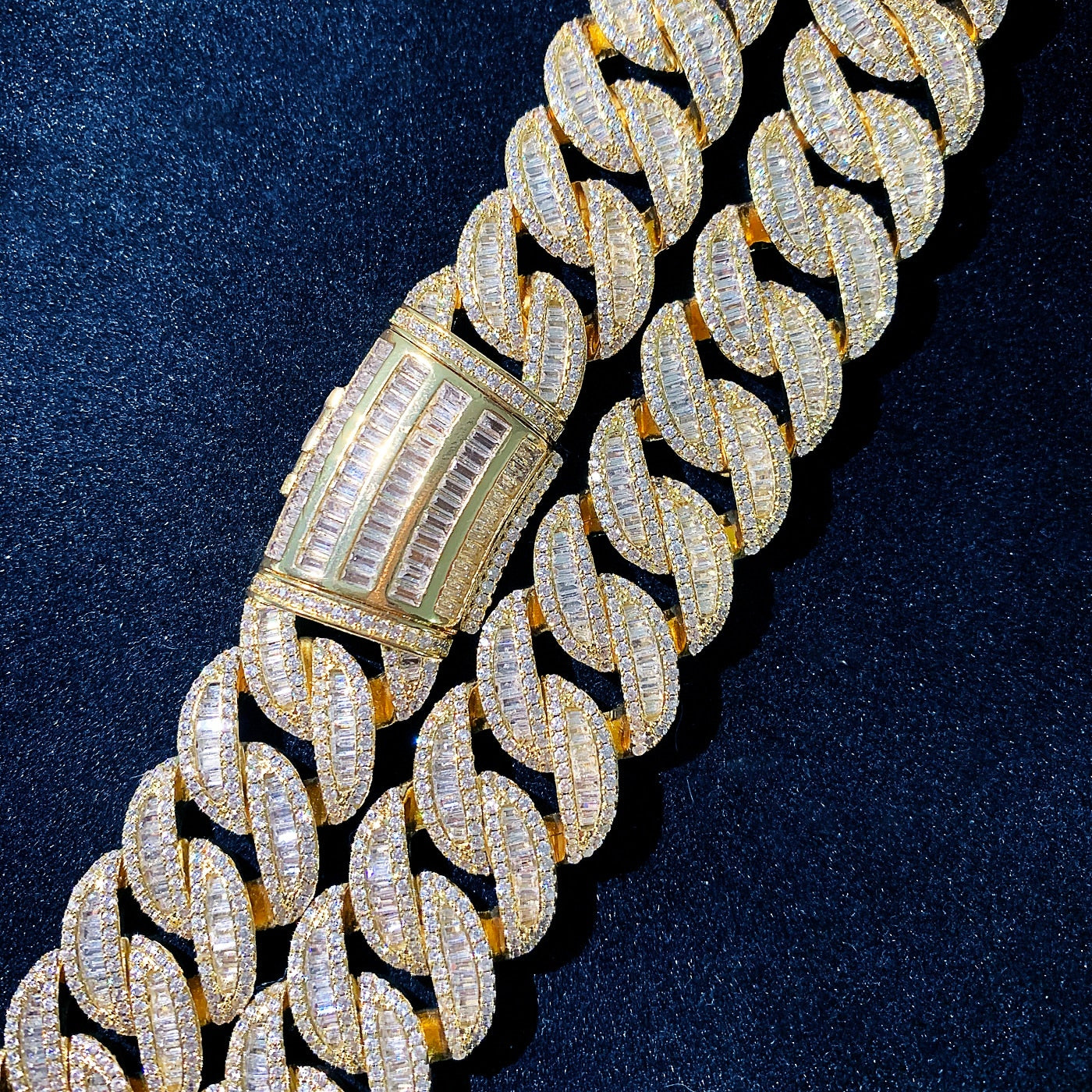 19mm | Cuban Link Bracelet Gold Diamond | Diamond Miami Cuban Link Bracelet