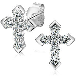 Moissanite Cross Earrings | Cross Stud Earrings