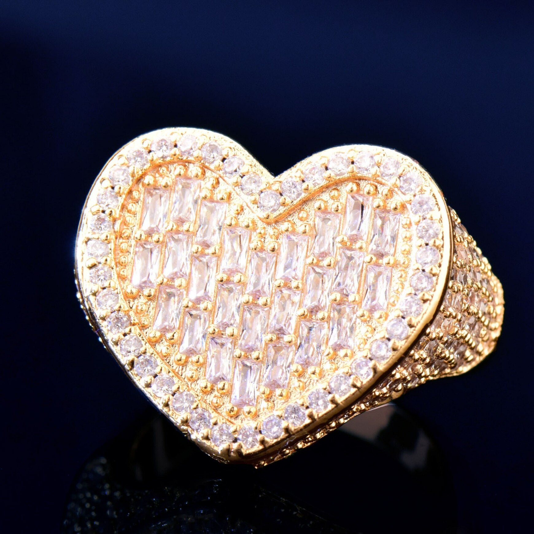 Large Heart Diamong Ring | Large Heart CZ Ring | Big Heart Ring