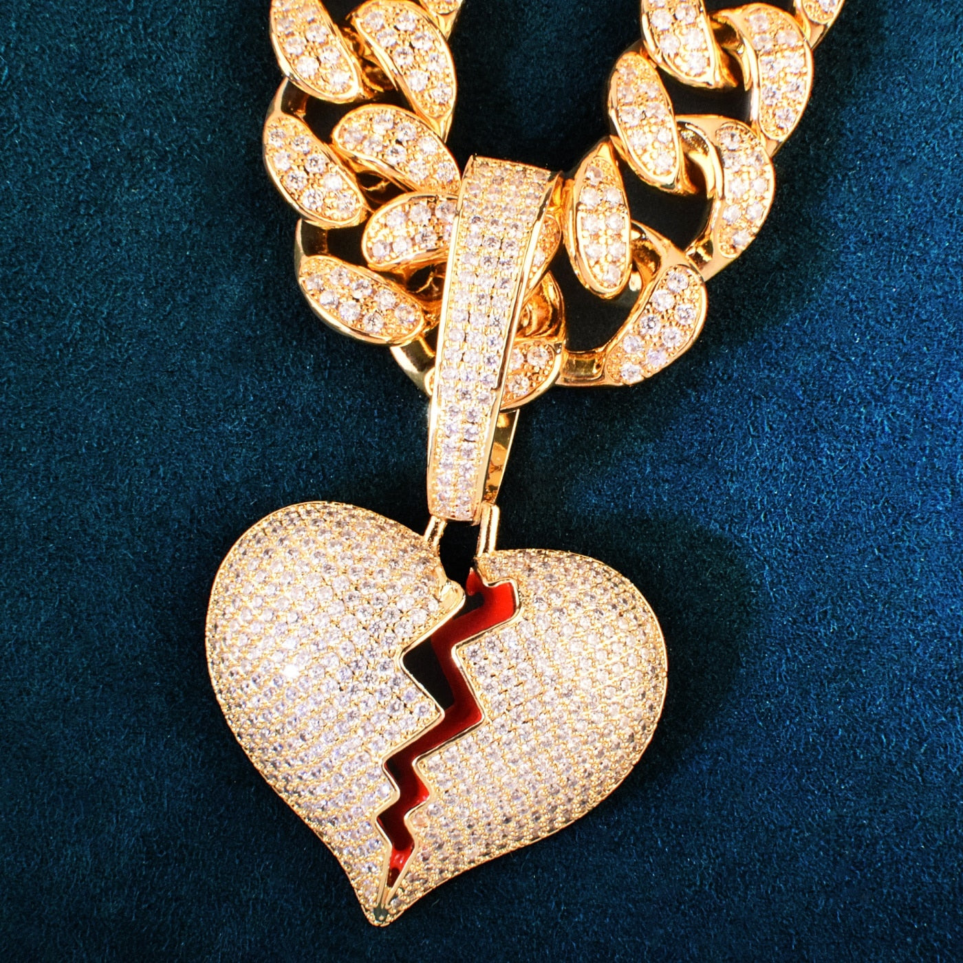 Broken Heart Pendant | Iced Out Broken Heart Pendant