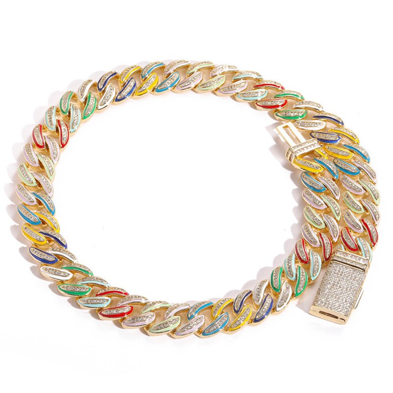 15mm | Rainbow Cuban Link Chain | Colorful Cuban Link Chain | Womens Cuban Link Chain