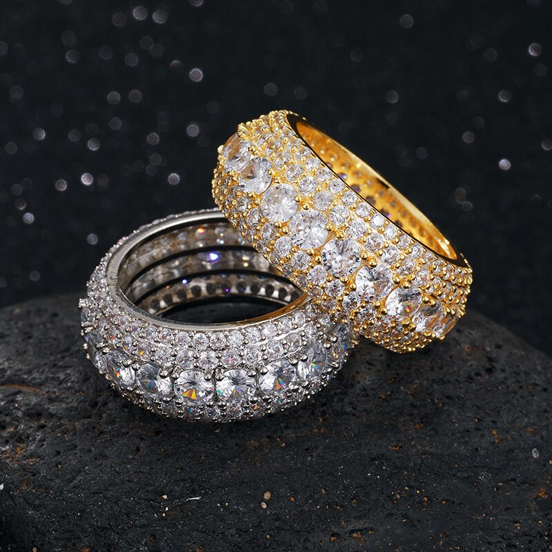 Iced Out Rings Real | Moissanite Hip Hop Jewelry